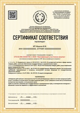 Образец сертификата для ИП Елабуга Сертификат СТО 03.080.02033720.1-2020