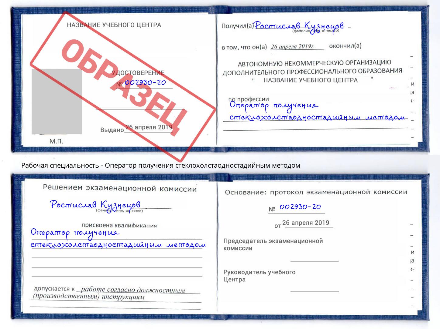 Оператор получения стеклохолстаодностадийным методом Елабуга