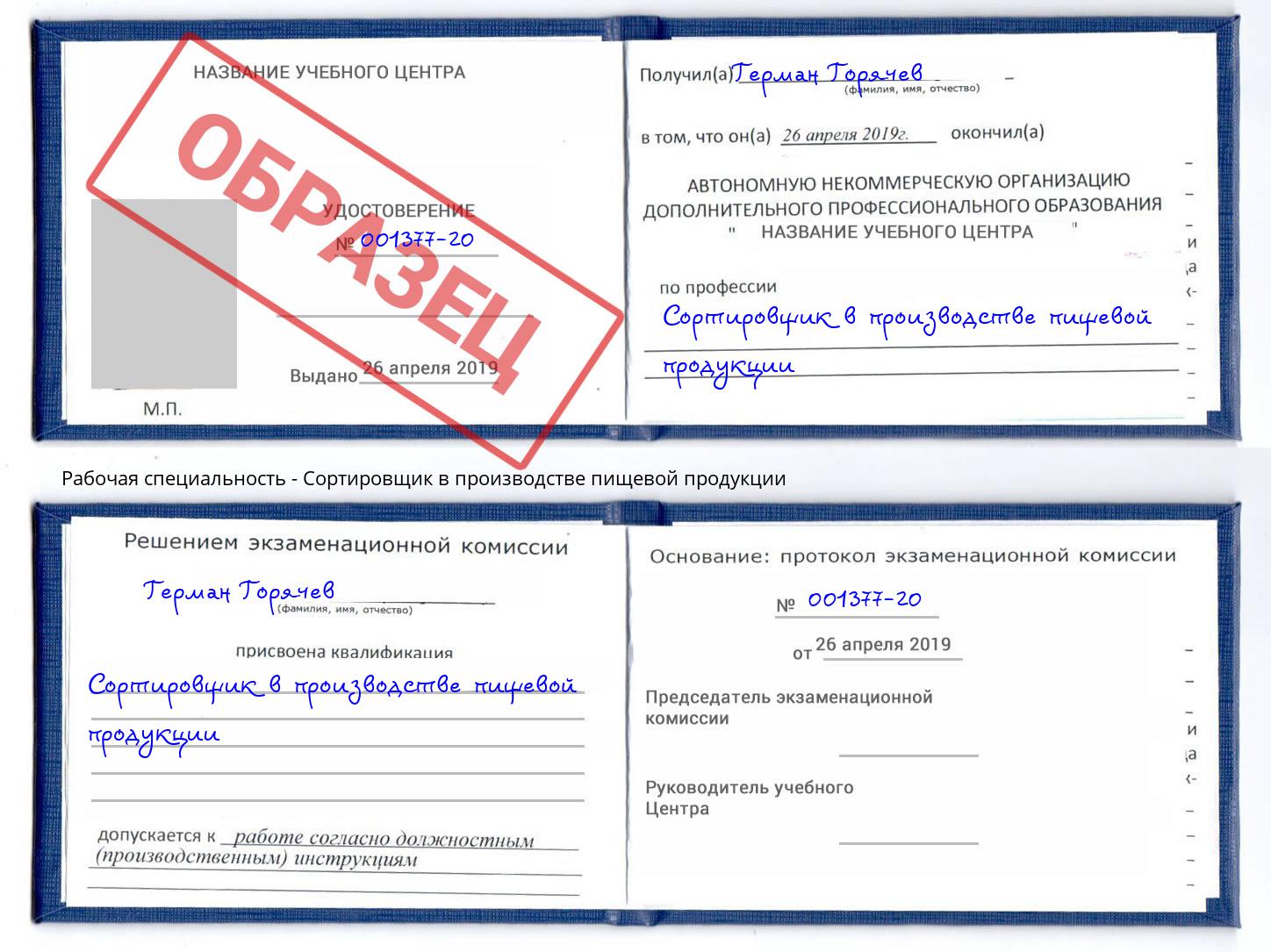 Сортировщик в производстве пищевой продукции Елабуга