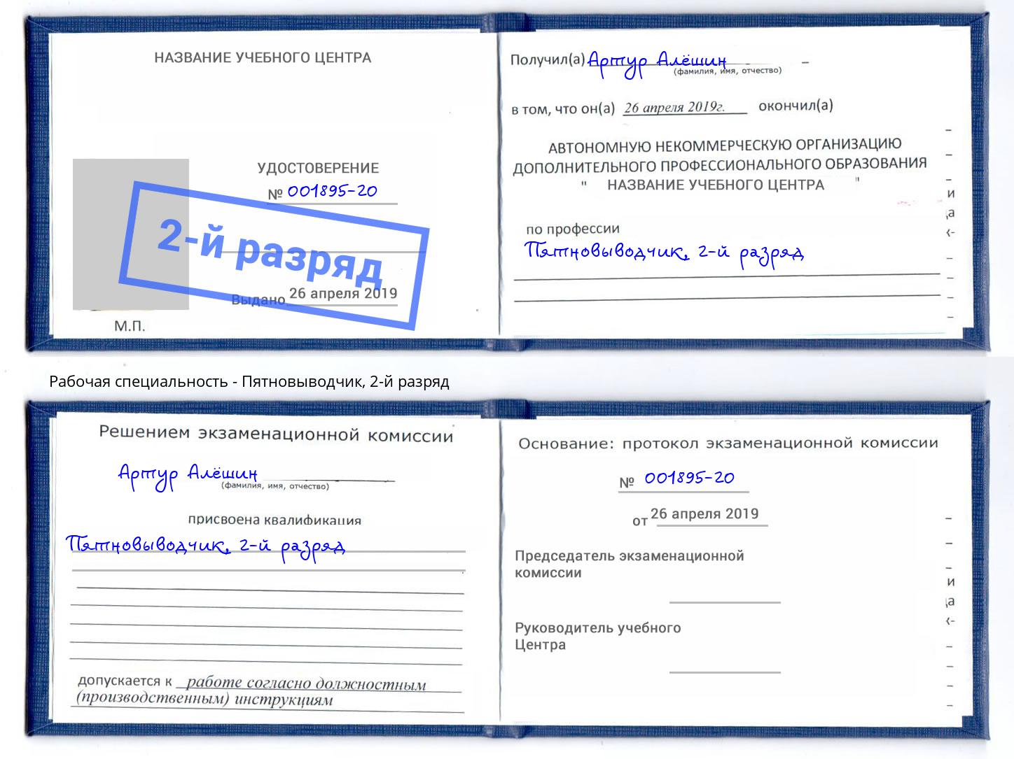 корочка 2-й разряд Пятновыводчик Елабуга