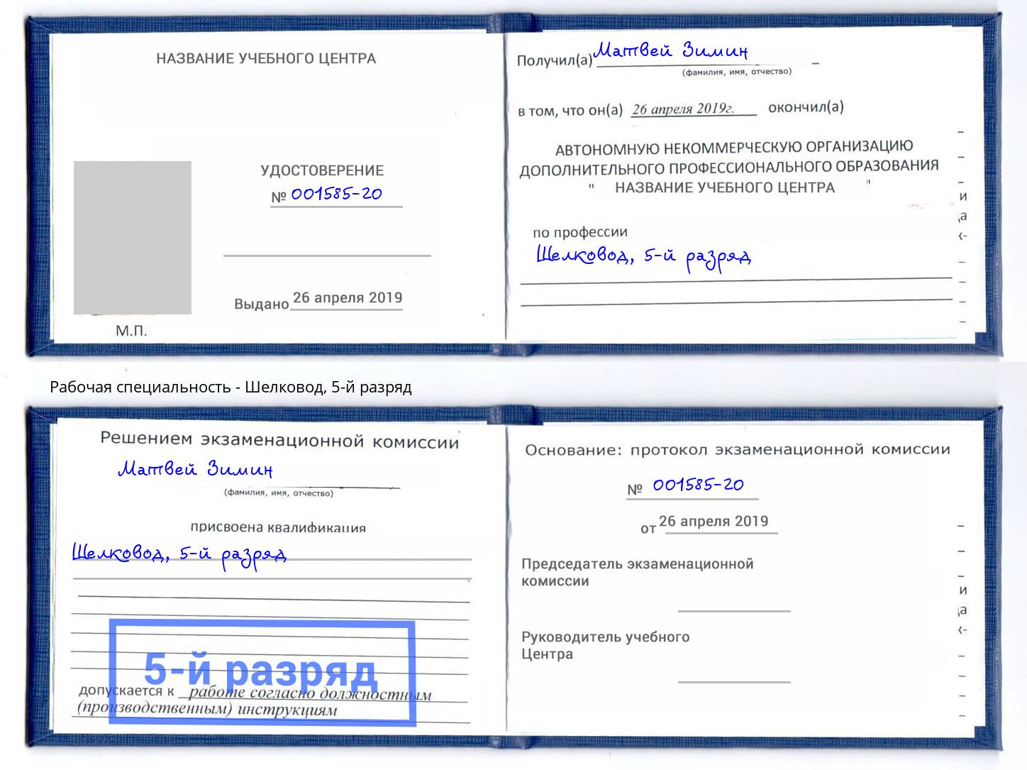 корочка 5-й разряд Шелковод Елабуга