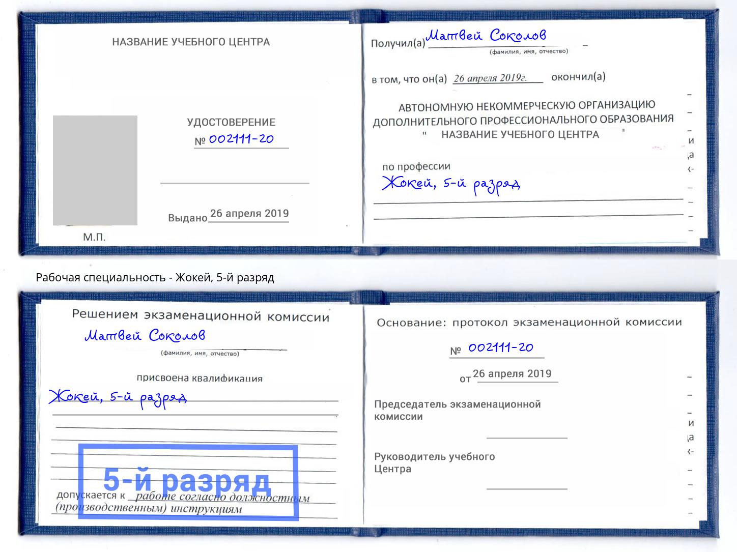 корочка 5-й разряд Жокей Елабуга